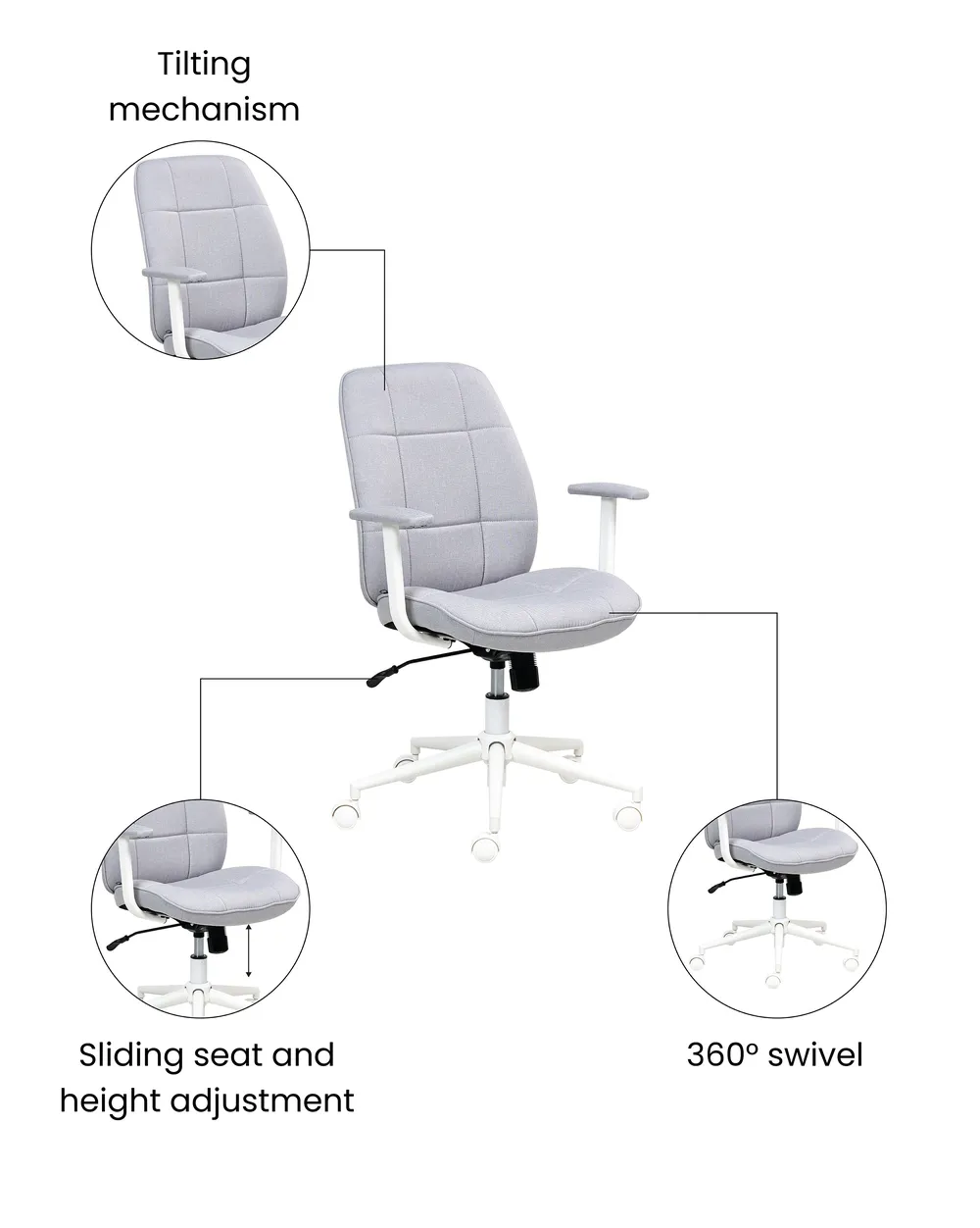 Office Chair CARLTON Fabric Grey_1059689