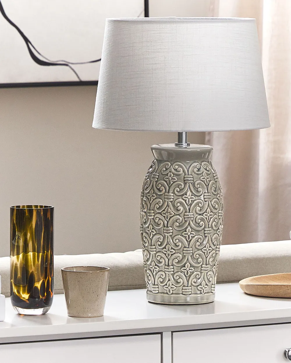 Table Lamp KHOPER Ceramic Grey_822895