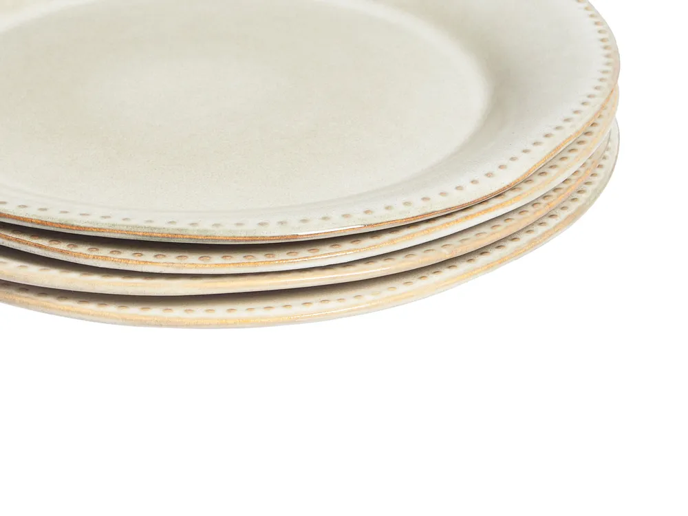 Set of 24 Dinnerware CHERVIL Stoneware Light Beige_1002437