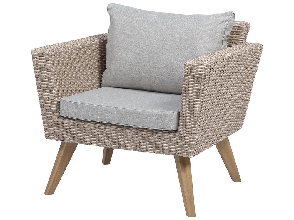 Garden Lounge Set with Table 5 Seater VITTORIA PE Rattan Grey_745837
