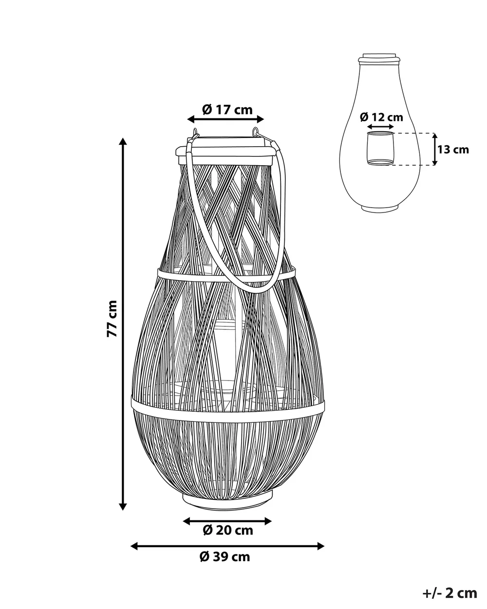 Lantern TONGA 77 cm Bamboo White_785713