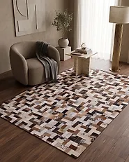 Rug CESME Multicolour 160 x 230 cm Leather_1175804