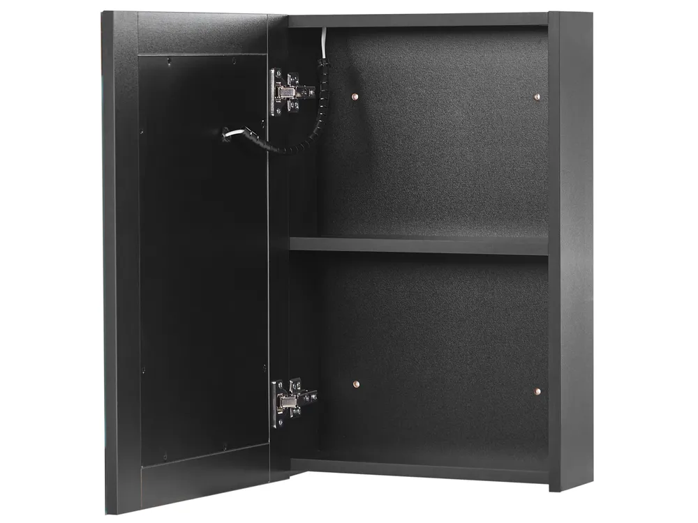 Bathroom Wall Mounted Mirror Cabinet LED MALASPINA 40 cm 60 cm Black_905847