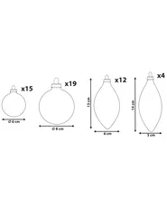 Set med 50 julgranskulor SNOWFLAKE Glas Röd/ vit_1028073