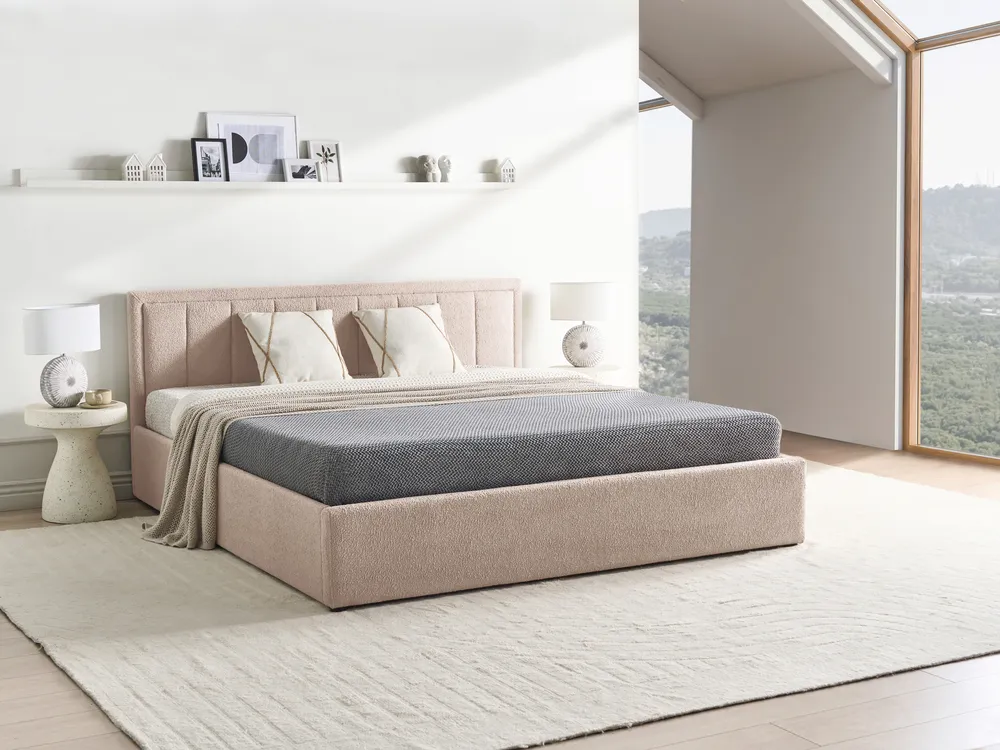 Ottoman Bed MONTLAUR Boucle Beige 180 x 200 cm (EU Super King)