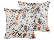 Set of 2 Decorative Cushions MONTBRETIA 45 x 45 cm Velvet Multicolour Plant Pattern_835141