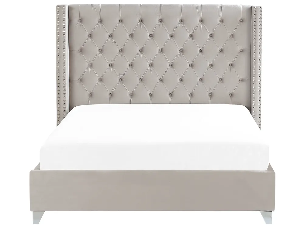 Bed Velvet LUBBON 180 x 200 cm (EU Super King) Light Grey_832438