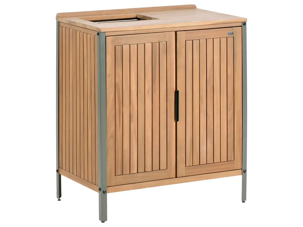 Outdoor Kitchen Cabinet with Sink IVREA Brown/ Silver Certified Acacia Wood_988100