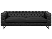 Soffa 3-sits VISSLAND Konstläder Svart_741116