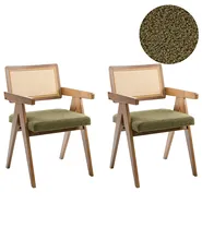 Set of 2 Dining Chairs AVA Wood Brown/ Green_1024304