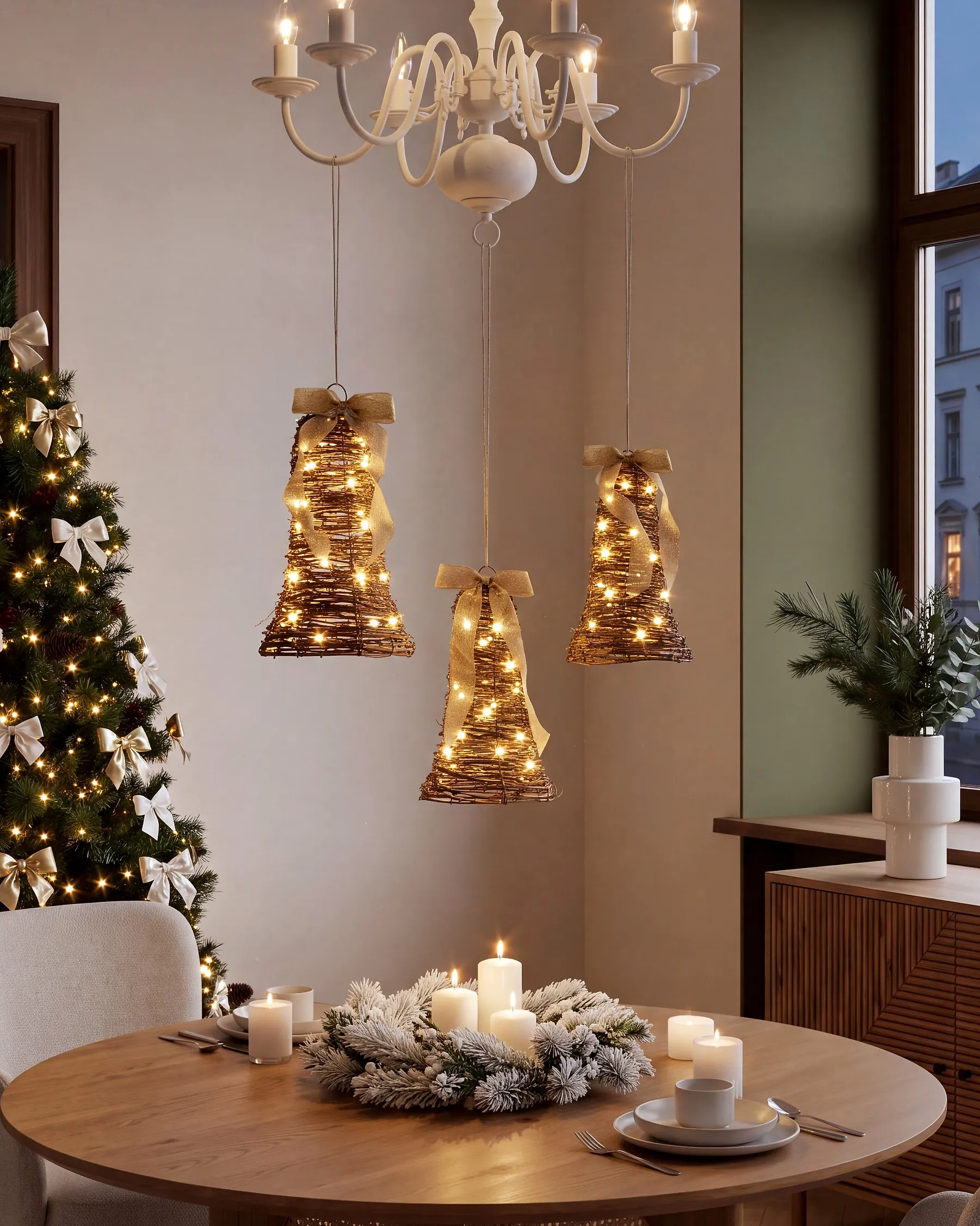 Joulukoristesetti 3 kpl LED-valo LUOSTO 43/38/32 cm Jouluinen Ruskea_1179747