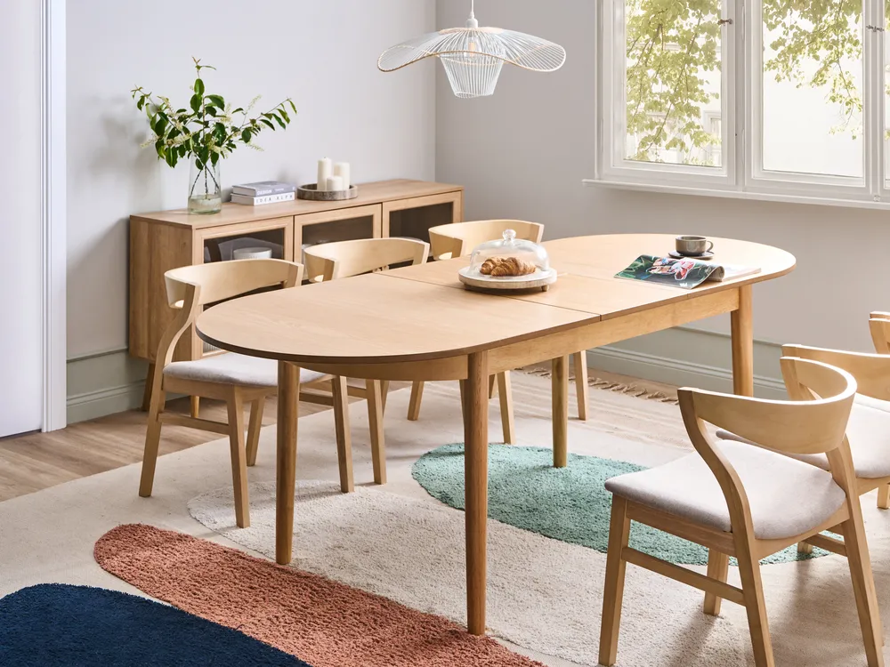 Extending Dining Table LARTO Light Ash Wood 180/220 cm 90 cm