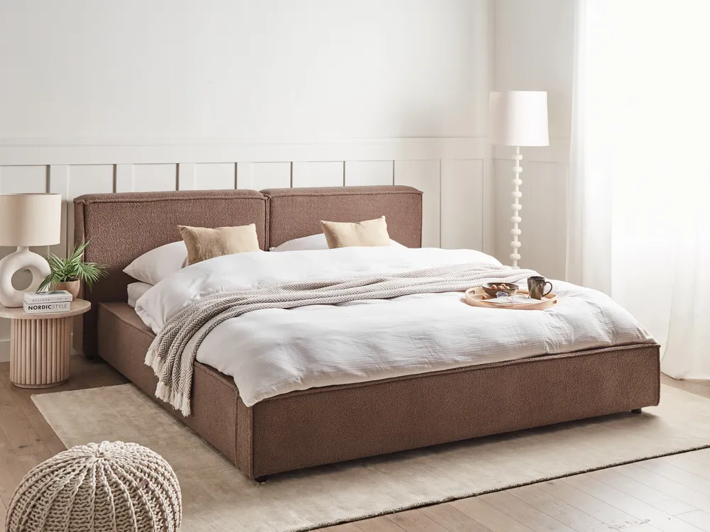 Waterbed Boucle LINARDS 160 x 200 cm (EU King Size) Brown