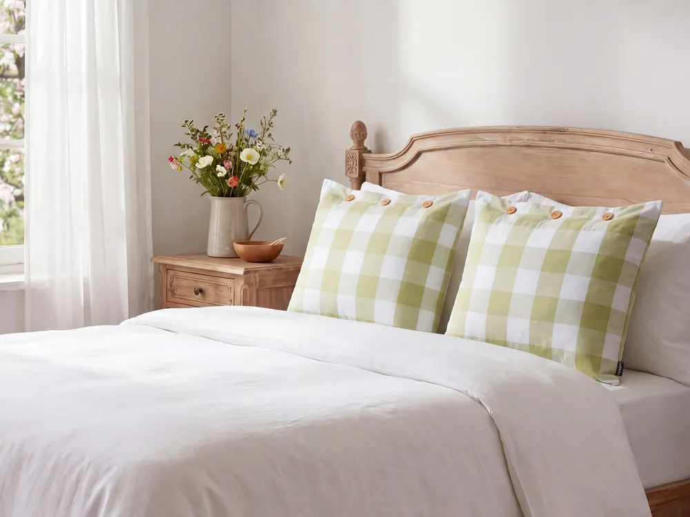 Throw Cushion TAMNINE 45 x 45 cm Light Green Checked