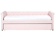 Trundle Bed Velvet LIBOURNE 90 x 200 cm (EU Single) Pastel Pink_909776