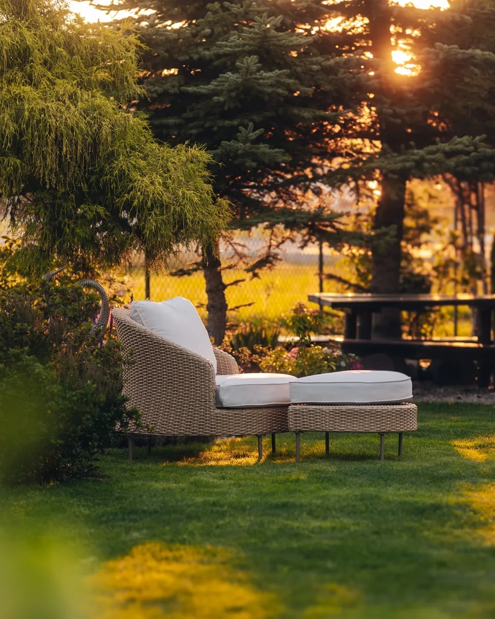 Garden Armchair with Ottoman ARCILLE PE Rattan Beige_1116929
