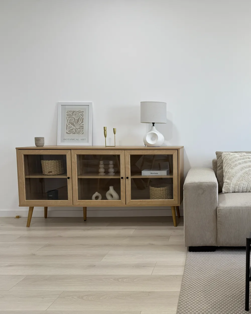 Glass Display Sideboard ALBANY 150 cm Light Brown_977833