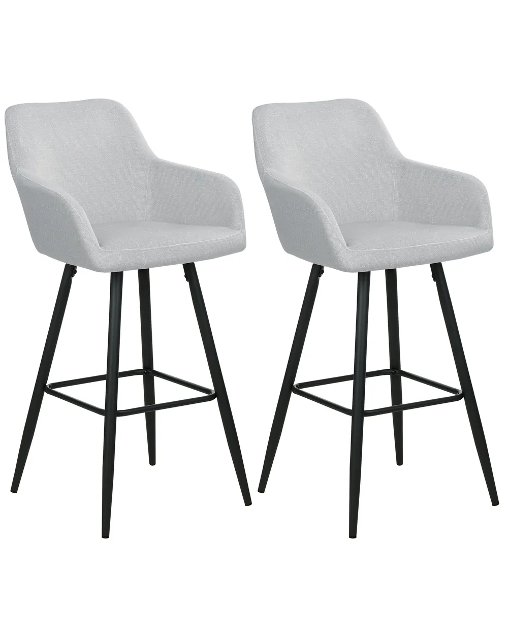 Set of 2 Bar Chairs CASMALIA Velvet Light Grey
