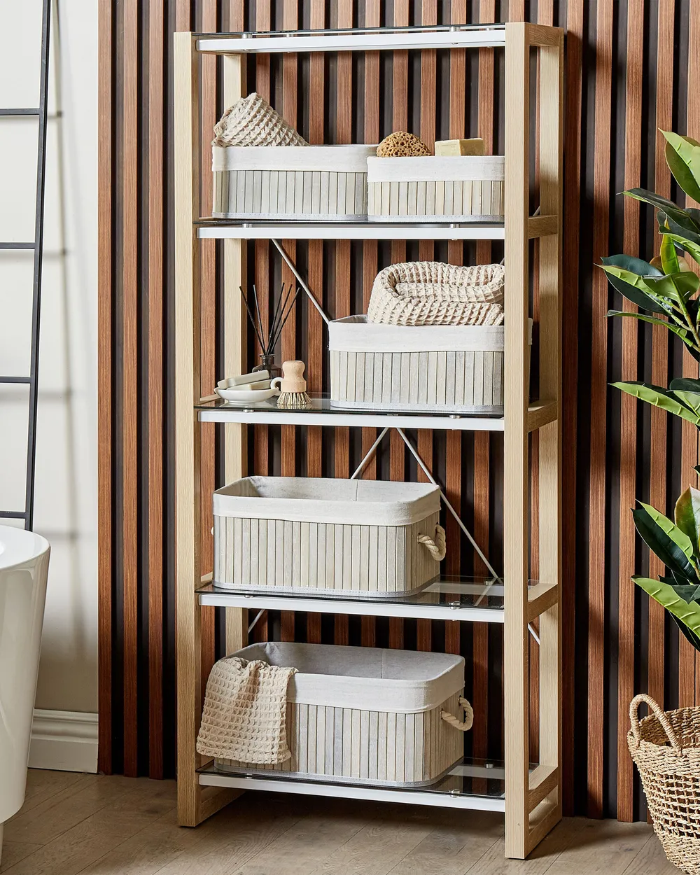 Set med 5 korgar TALPE Bambu Grå