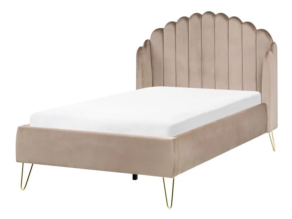 Bed Velvet AMBILLOU 120 x 200 cm (EU Small Double) Taupe