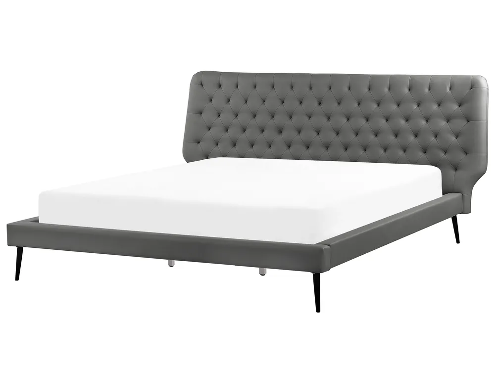 Bedroom Set Faux Leather ESSONNE 180 x 200 cm (EU Super King) Grey_789195