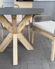 Garden Dining Set 4 Seater OLBIA with Cushions Concrete Beige_1018197