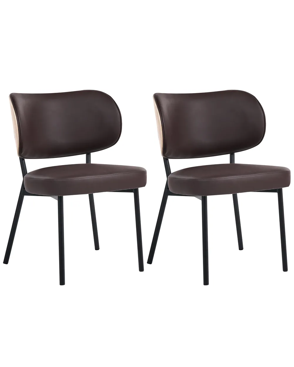 Set of 2 Dining Chairs WONDER Faux Leather Dark Brown