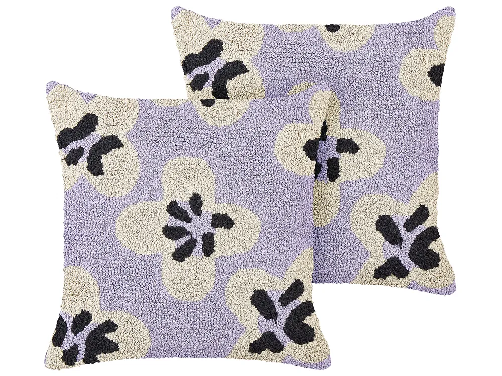 Set of 2 Decorative Cushions SOAPWORT Cotton 45 x 45 cm Purple