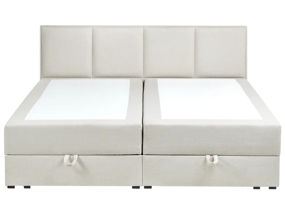 Divan Bed with Storage BARONET Fabric Off-White 180 x 200 cm (EU Super King)_1004543