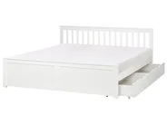 Bed with 2 Drawers OLENDON Pine Wood White 180 x 200 cm (EU Super King)_954898