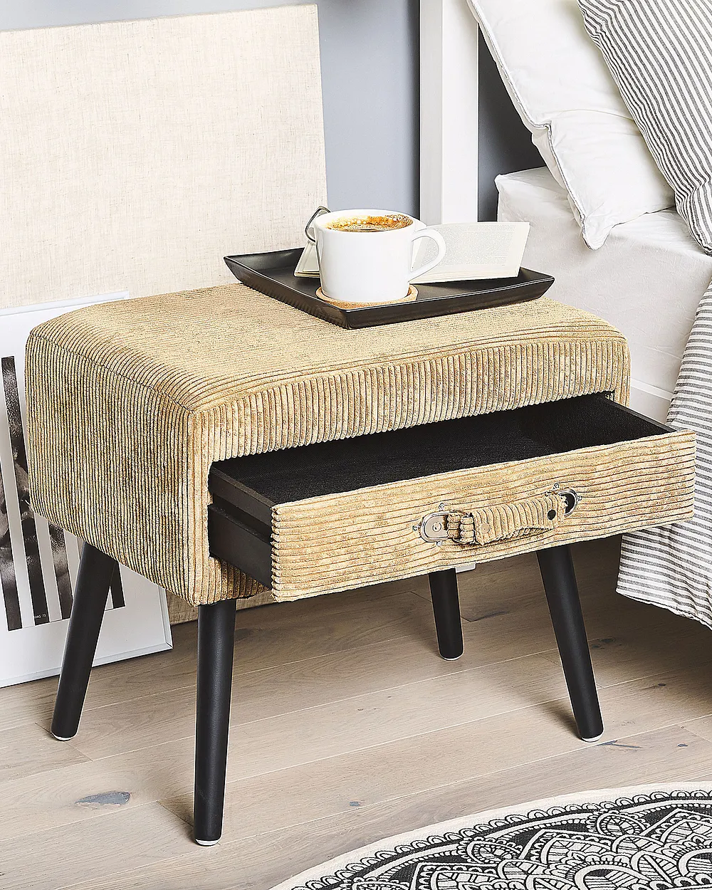 Sängbord med förvaringslåda EUROSTAR Manchester Mörkbeige_885606