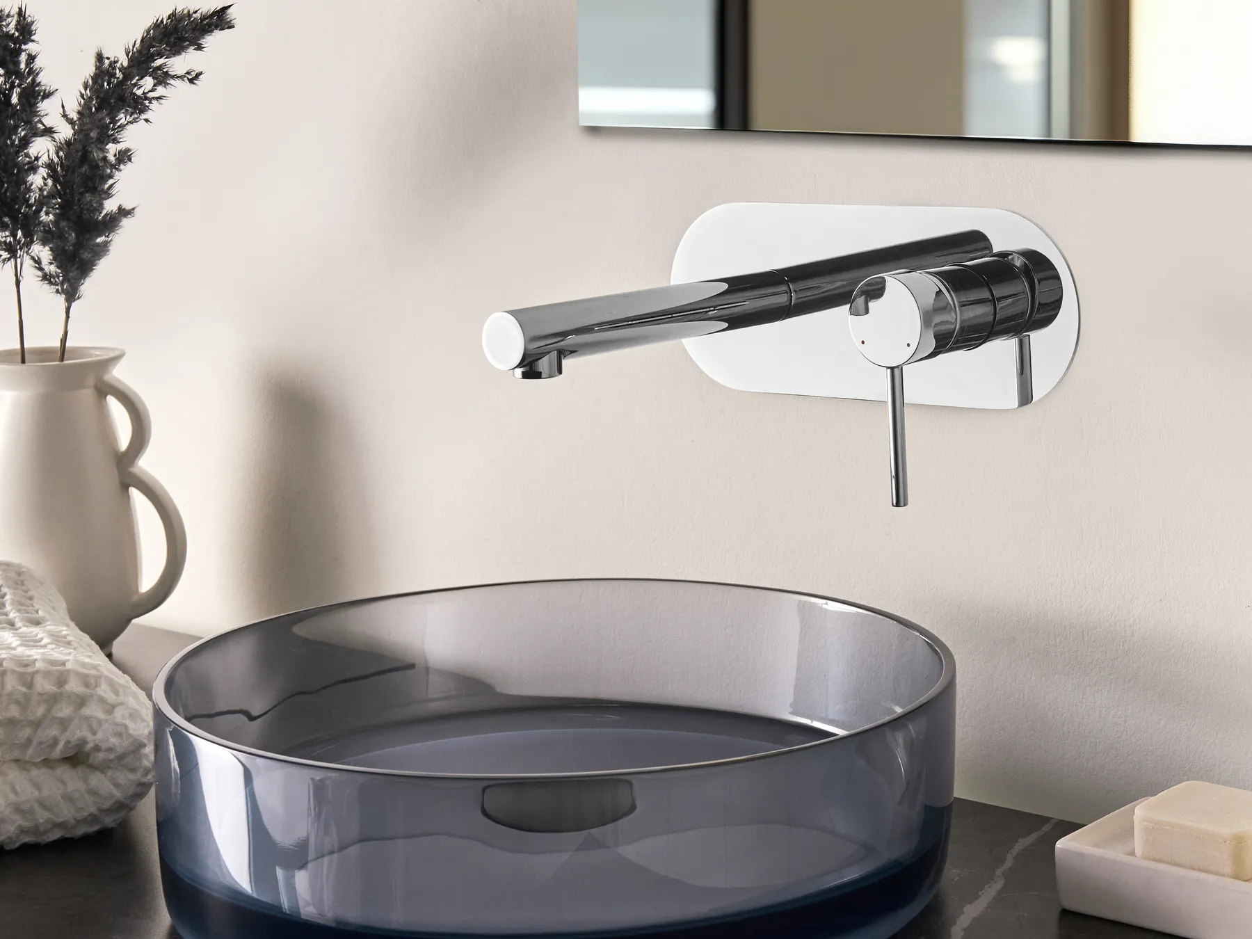 Wall Mounted Basin Mixer Tap CLAVIJO Brass Silver_986817