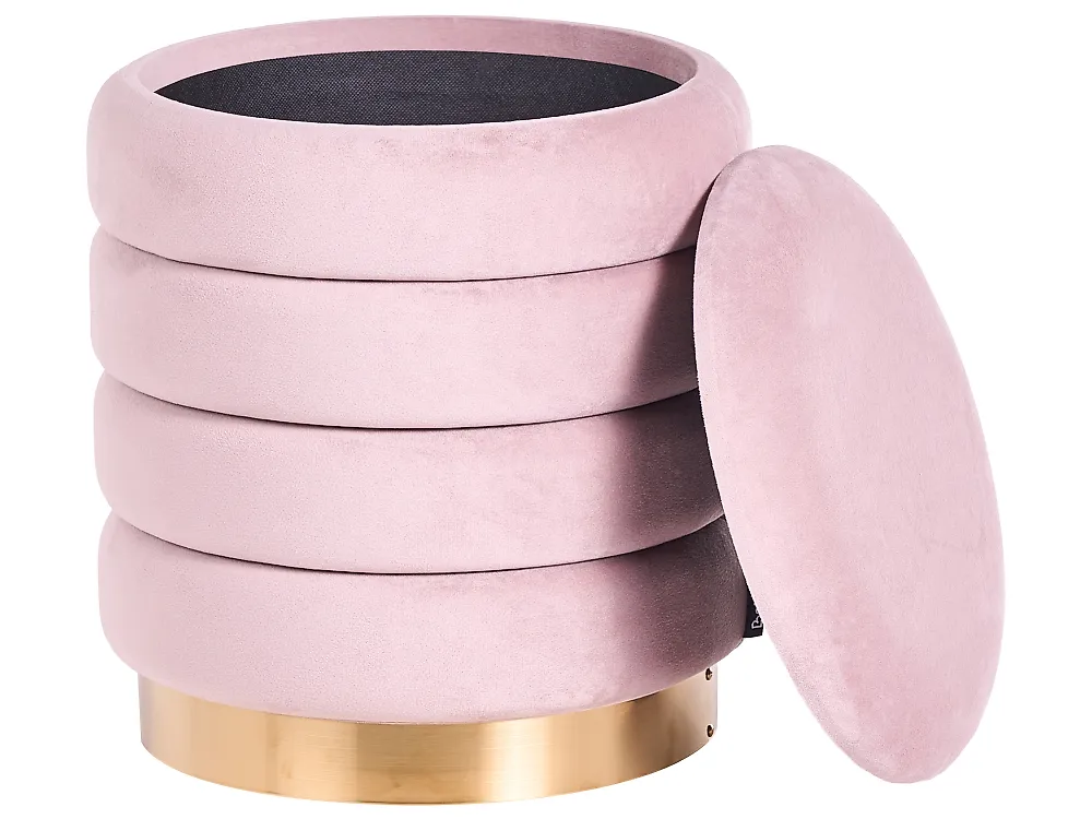 Set of 2 Storage Pouffes GARLAND Velvet Pink_772411