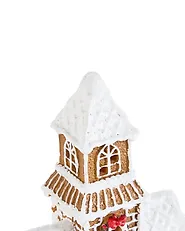 Set med 3 juldekorationer LED RIMPI 21/25/26 cm Hus Brun_1175177