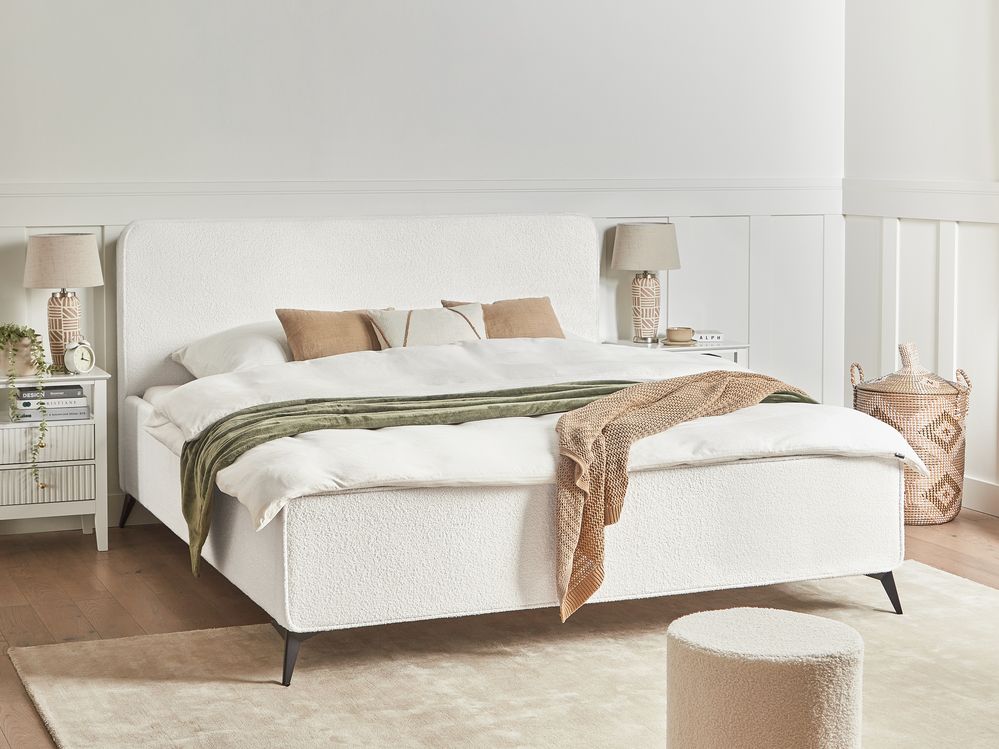 Bed Boucle VALOGNES 180 x 200 cm (EU Super King) Off-White
