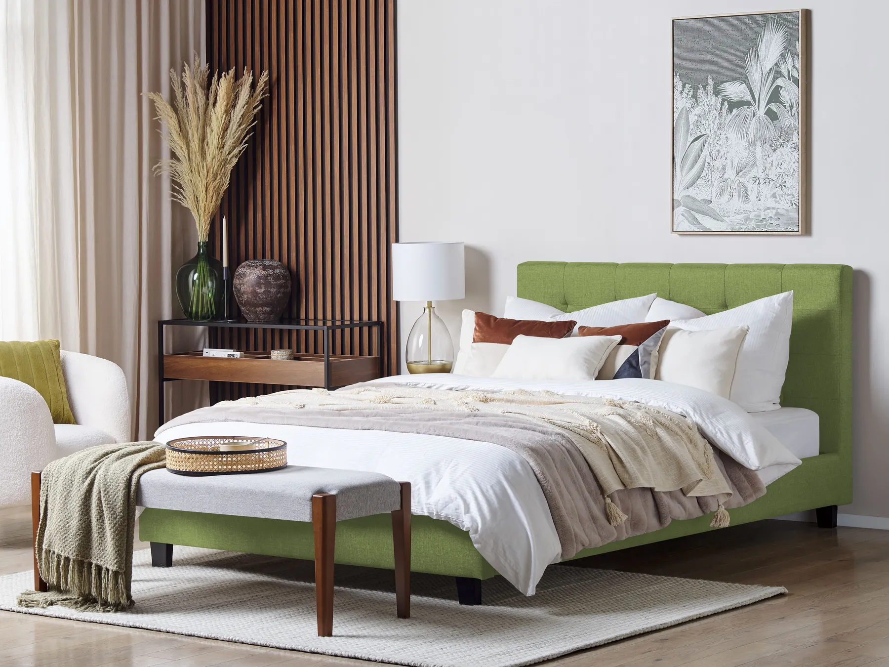 Bed Fabric LA ROCHELLE 180 x 200 cm (EU Super King) Green_833049