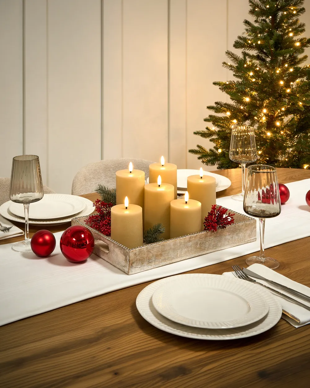 Set of 6 LED Candles BRAISE 10/13/15 cm Beige