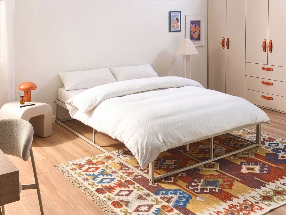 Bed without Headboard Metal VIRY 140 x 200 cm (EU Double) Light Beige