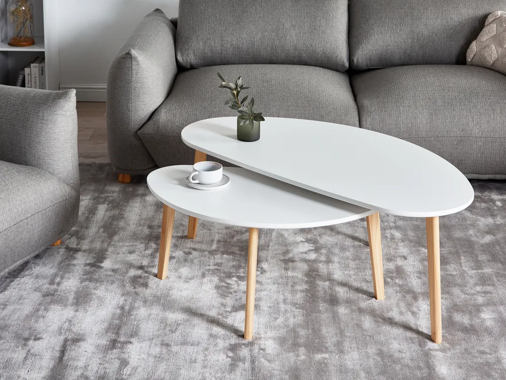 Set of 2 Coffee Tables FLY White