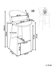 Set of 2 Bar Chairs KIANA Light Beige_908113