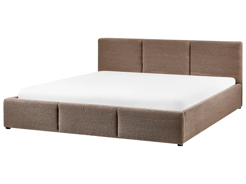 Säng med förvaring BOUSSE Bouclé Taupe 180 x 200 cm_980174