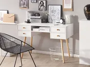 Home Office Desk LEVIN 110 cm 55 cm with Drawers White_800473