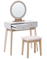 Dressing Table with Mirror and Stool FEDRY LED Grey_1107851