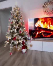 Artificial Snowy Christmas Tree LED MIETTE 180 cm White_957669