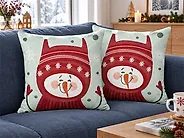 Set of 2 Decorative Cushions CUPCAKE 45 x 45 cm Cotton Red_1184013