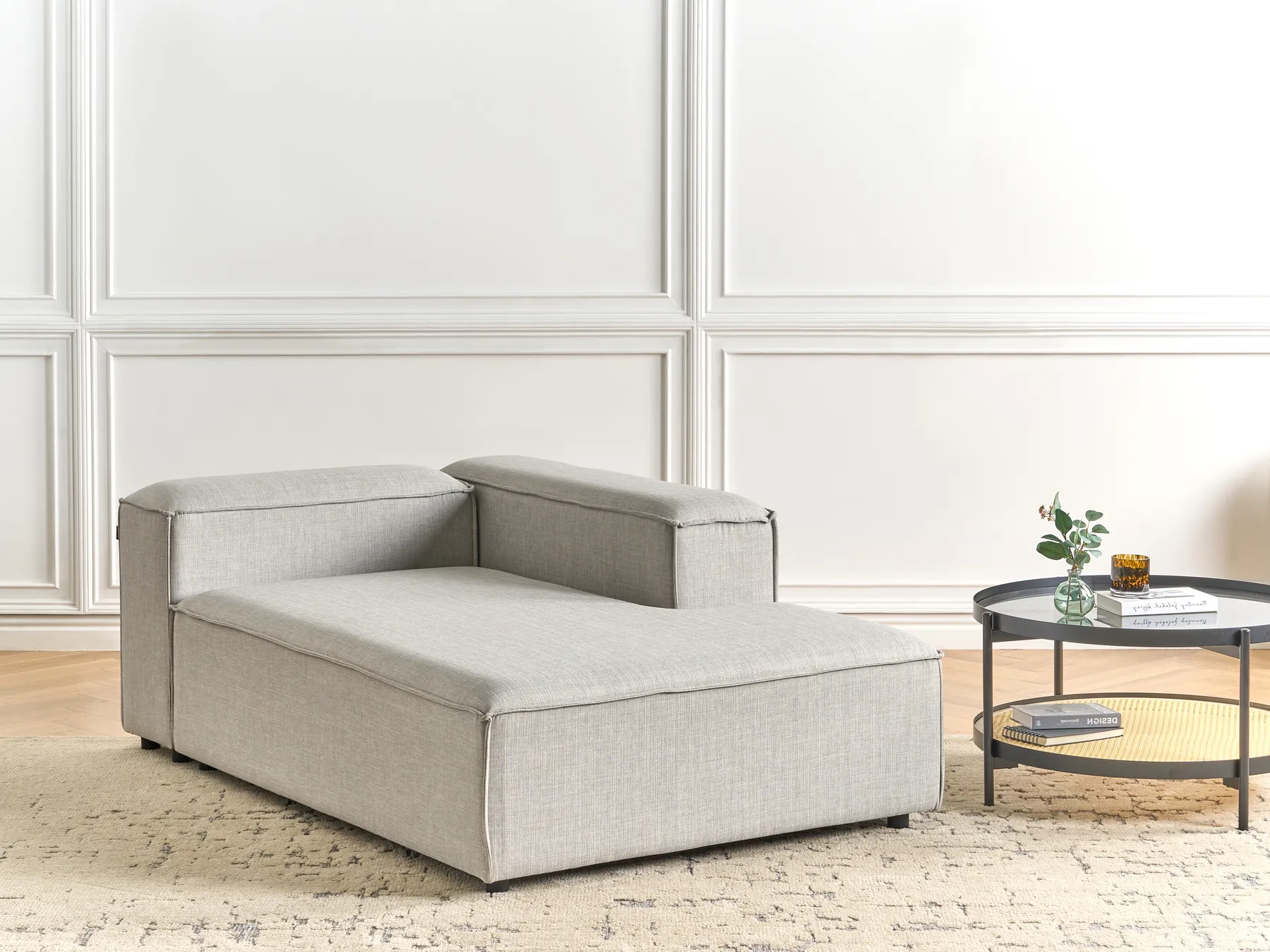 Left-Hand Chaise Longue ARDAL Fabric Light Grey_949422