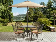 Garden Dining Set 4 Seater SALENTO with Parasol (16 Options) Metal Dark Brown_877716