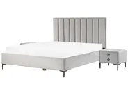 Bedroom Set SEZANNE Velvet Light Grey 180 x 200 cm (EU Super King)_799889