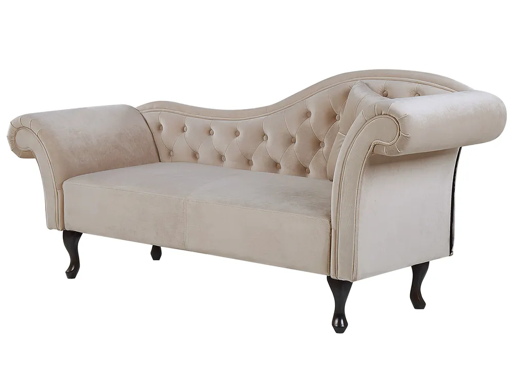 Right-Hand Chaise Longue LATTES Velvet Beige_791472