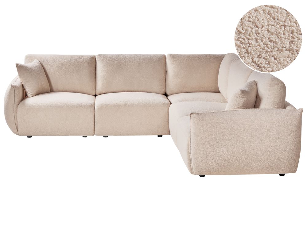 Modular Corner Sofa 5 Seater MESNALI Beige Left Hand
